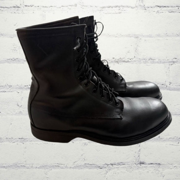 Vintage 1992 Wolverine Combat Boots Men’s 10.5R Black Leather Military - Picture 14 of 16